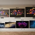 Wall Mounted TV Screens in 55 to 100 Inch Sizes with Various Displays