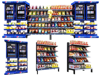 Efficient Commercial Equipment With Refrigerated Display Cases And Shelving Units For Snack And Beverage 3d model