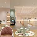 Children's Playroom With Pastel Pink Green Walls Cloud Cactus Decor Sofa Tables Chairs Toys