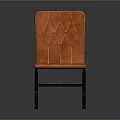 Modern Orange Leather Leisure Chair With Diamond Stitching And Black Wooden Legs