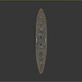 Classic Battleship Warship With Gray Upper Hull Red Bottom Two Funnels And Deck Guns