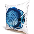 Decorative Pillow With Blue Fish Pattern And White Background For Bedroom Decor