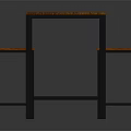 Simple Design Wooden Table with Black Metal Legs and Three Stools