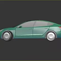 Modern Teal Sedan with Sleek Body Dark Roof White Wheels and 3D Rendered Reflection