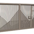 Modern Entrance Gate With Vertical Slats Design And Integrated Access Control Panel 3d model