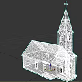 Detailed Wooden Church Model With Steeple Cross Gray Exterior Brown Roof Windows And Wooden Door