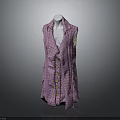 Pink Plaid Sleeveless Vest With Button Front Longline Fashion Design