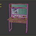 Vintage Wooden Workbench With Green Chalkboard Multiple Buttons Gauges Drawers And Shelves