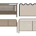 Diverse Stylish Bed Frames With Wooden Rattan Upholstered Scalloped And Striped Headboard Designs