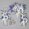Elegant Home Floral Arrangement With White Pink Blue Flowers On Grid Frame Decor
