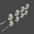 Game Film Character Head Models for Man Woman with High Mid Low Very Low Poly