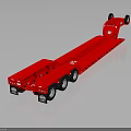 Red Lowboy Trailer With Long Body Multiple Wheels And Shiny Surface 3d model
