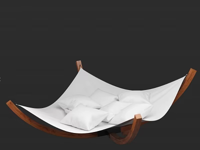 Comfortable Leisure Chair with Wooden Frame White Cushions and Curved Design for Home Relaxation 3d model