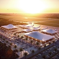 Modern Aerial View Airport Aerial View Dusk Aerial View 3d model