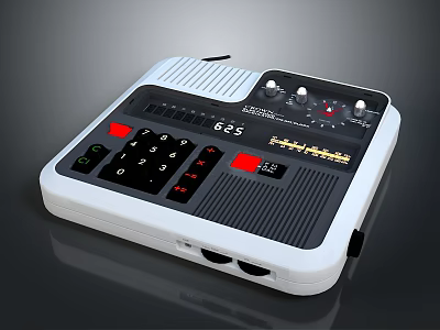 Portable Electronic Living Device With White Case Black Panel Red Buttons Knobs And 3d model
