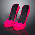 Fashionable Pink Women's High Heels With Round Toe And Bow Decoration
