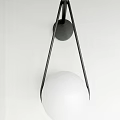 Modern Wall Lamp With Black Metal Triangular Frame And White Globe Shade 3d model