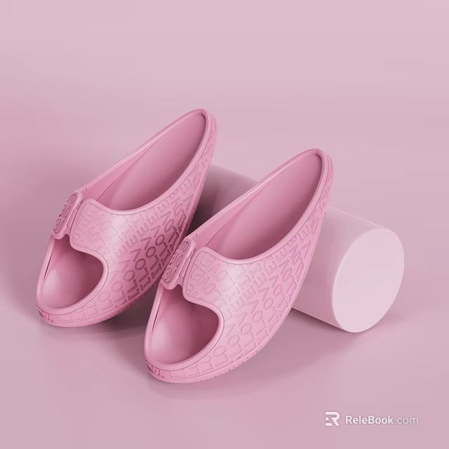 Comfortable Pink Sports Slippers With Non Slip Sole For Athletic Equipment Use 3d model 