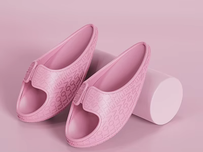 Comfortable Pink Sports Slippers With Non Slip Sole For Athletic Equipment Use 3d model