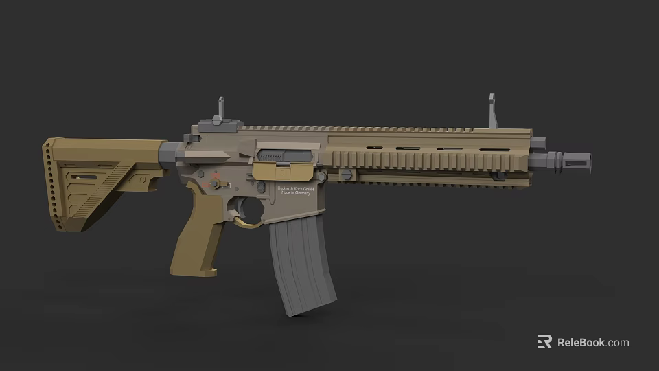 Tactical Modern Rifle With Picatinny Rail Magazine And Black Tan Finish 3d model 