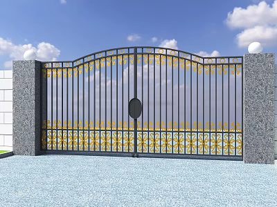 Modern wrought iron gate 3d model