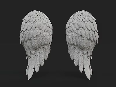 Elegant White Feather Textured Wing Shaped Wall Decor for Home Interior Decoration 3d model
