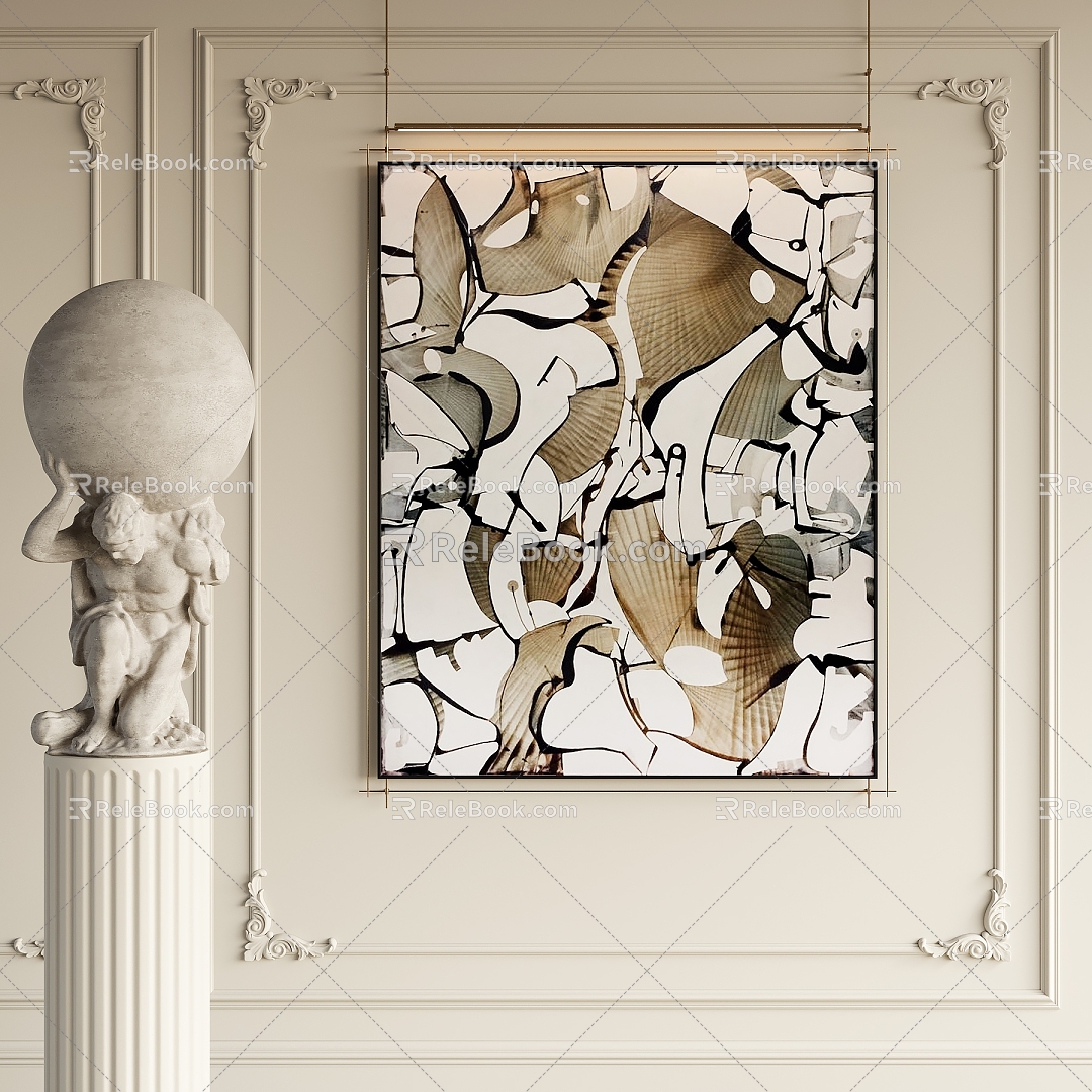 French Middle Style Decorative Painting 3d model