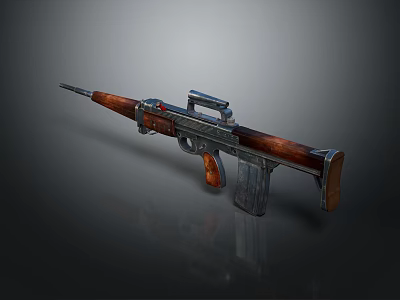 Vintage Rifle With Wooden Stock Metal Components Classic Design And Detachable Magazine 3d model