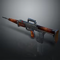 Vintage Rifle With Wooden Stock Metal Components Classic Design And Detachable Magazine