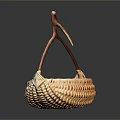 Handwoven Wicker Basket with Natural Wooden Handle for Home Decor and Storage