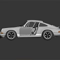 White Classic Sports Car With Open Doors And 3D Rendered Design On Dark Background