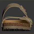 Beige Crisscross Strap Sandals With Cork Sole And Buckle Closure Design