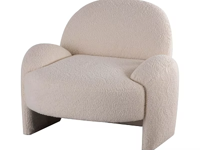 Cream Colored Plush Lounge Chair With Rounded Arms And Curved Backrest 3d model