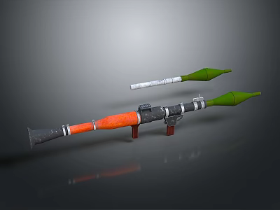 Rocket Launcher With Orange And Black Body Two Green Warheads White Details Cylindrical Tube 3d model