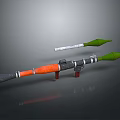 Rocket Launcher With Orange And Black Body Two Green Warheads White Details Cylindrical Tube