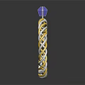 Fashionable Gold Silver Braided Ring With Blue Gemstone On Top Design