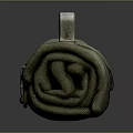 Green Canvas Utility Bag With Metal Handle And Leather Buckle Straps