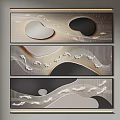 Modern Abstract Wall Art Paintings With Flowing Lines And Geometric Forms 3d model