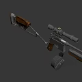 Tactical Weapon Rifle With Wooden Stock Metal Scope And Barrel Parts