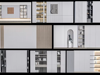Stylish Bookcase Designs Featuring Open Shelving And Closed Cabinets For Modern Homes 3d model