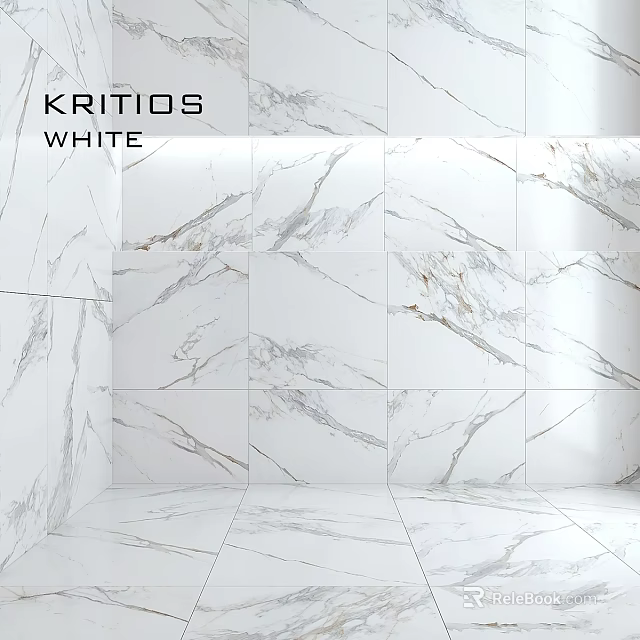 Kritios White Marble Tiles With White Grey And Gold Veins For Wall And Floor 3d model 