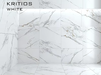 Kritios White Marble Tiles With White Grey And Gold Veins For Wall And Floor 3d model