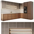 Modern Wooden Kitchen Cabinets With Mesh Doors And Integrated Oven Design