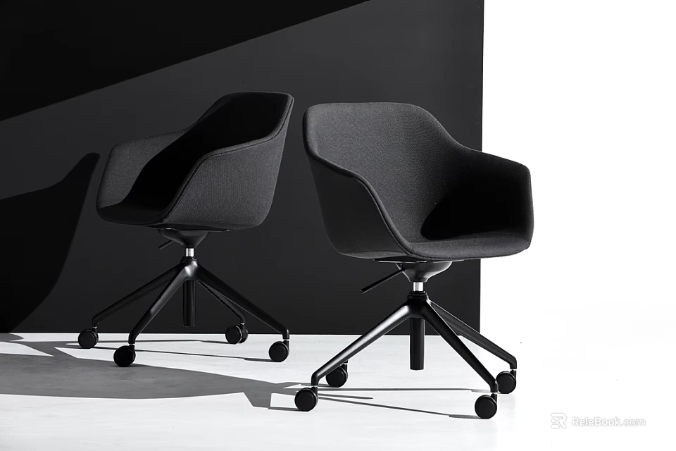 Modern Office Chair With Curved Back Swivel Caster Wheels And Ergonomic Design 3d model 