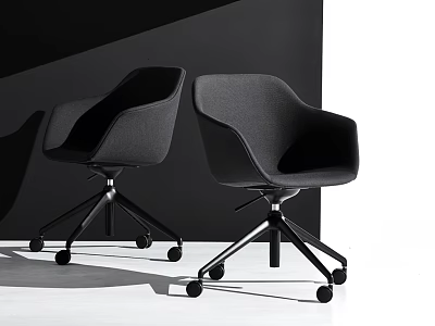 Modern Office Chair With Curved Back Swivel Caster Wheels And Ergonomic Design 3d model