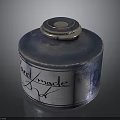 Handmade Blue Container With Hand Made Label And Vintage Lid Top