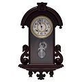Traditional Wall With Ornate Wooden Clock Featuring White Dial And Decorative Carvings