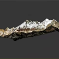 Detailed Artistic 3D Mountain Sculpture With Snowy Peak And Colorful Textured Design