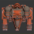 Red Mechanical Mecha Character With Four Limb Structure And Weapon Systems