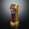 Modern Yellow Vertical Electronic Device Featuring Red Button And Control Panel 3d model